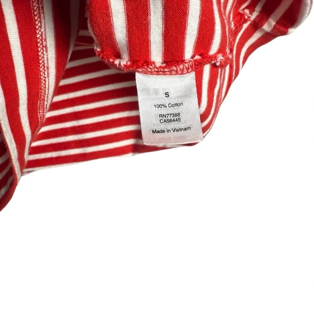 J. Crew Red and White Stripe Dress Ruffle Sleeves Size Small